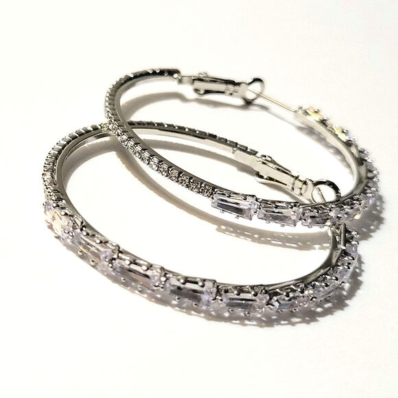 Stylish Silver Plated Hoop Earrings - Picture 1 of 11